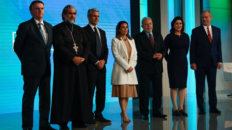 Los principales candidatos de las presidenciales brasileas participando del ltimo debate Foto AFP
