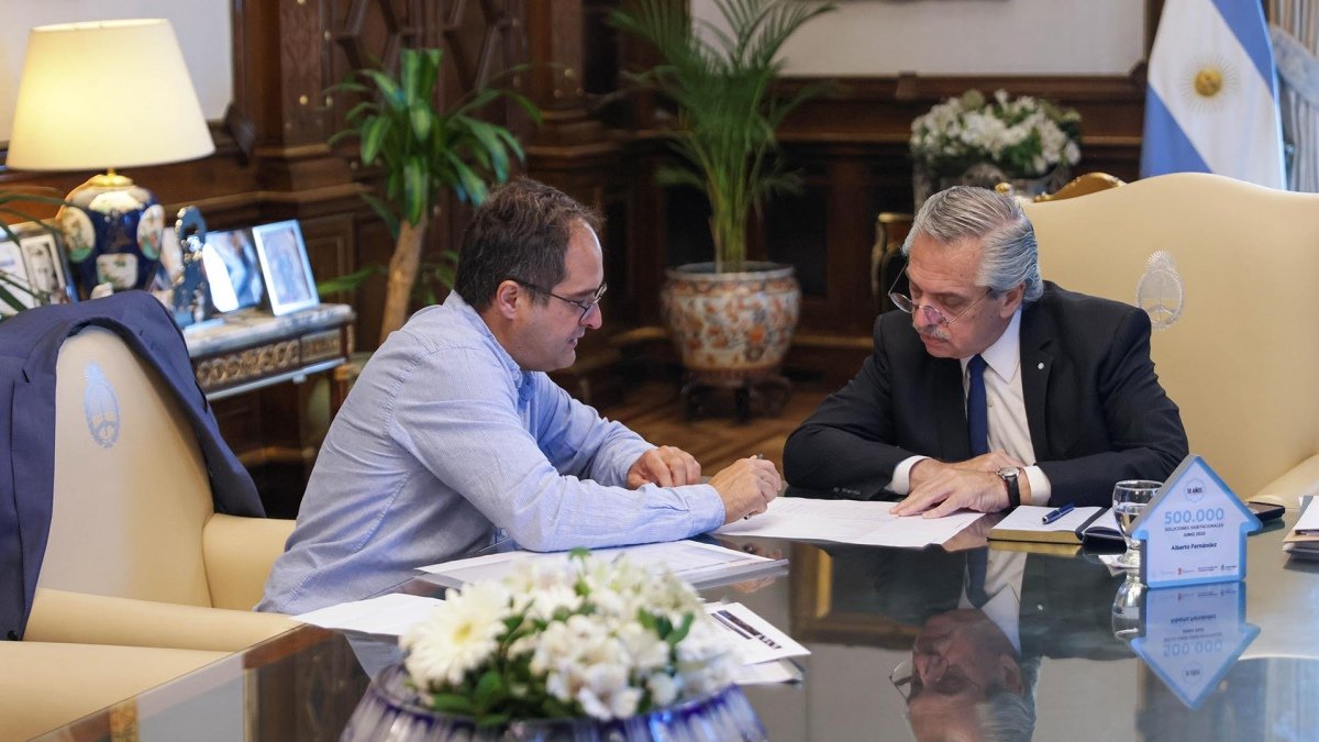 Alberto Fernndez y el ministro de Desarrollo Territorial y Hbitat Santiago Maggiotti estarn en el acto Foto Presidencia