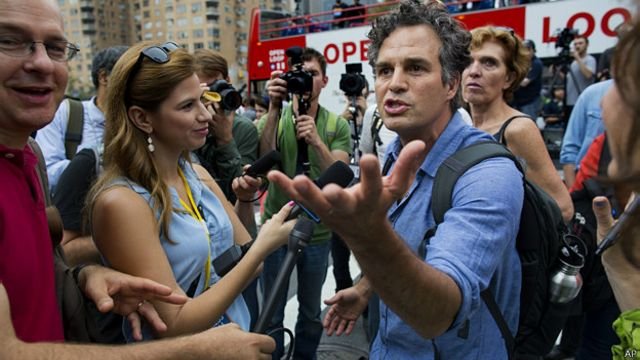 Mark Ruffalo en la marcha de Nueva York