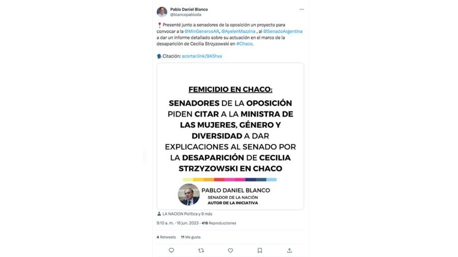 La oposición pide a Mazzina que dé explicaciones en el Congreso por la desaparición de Cecilia Strzyzowski