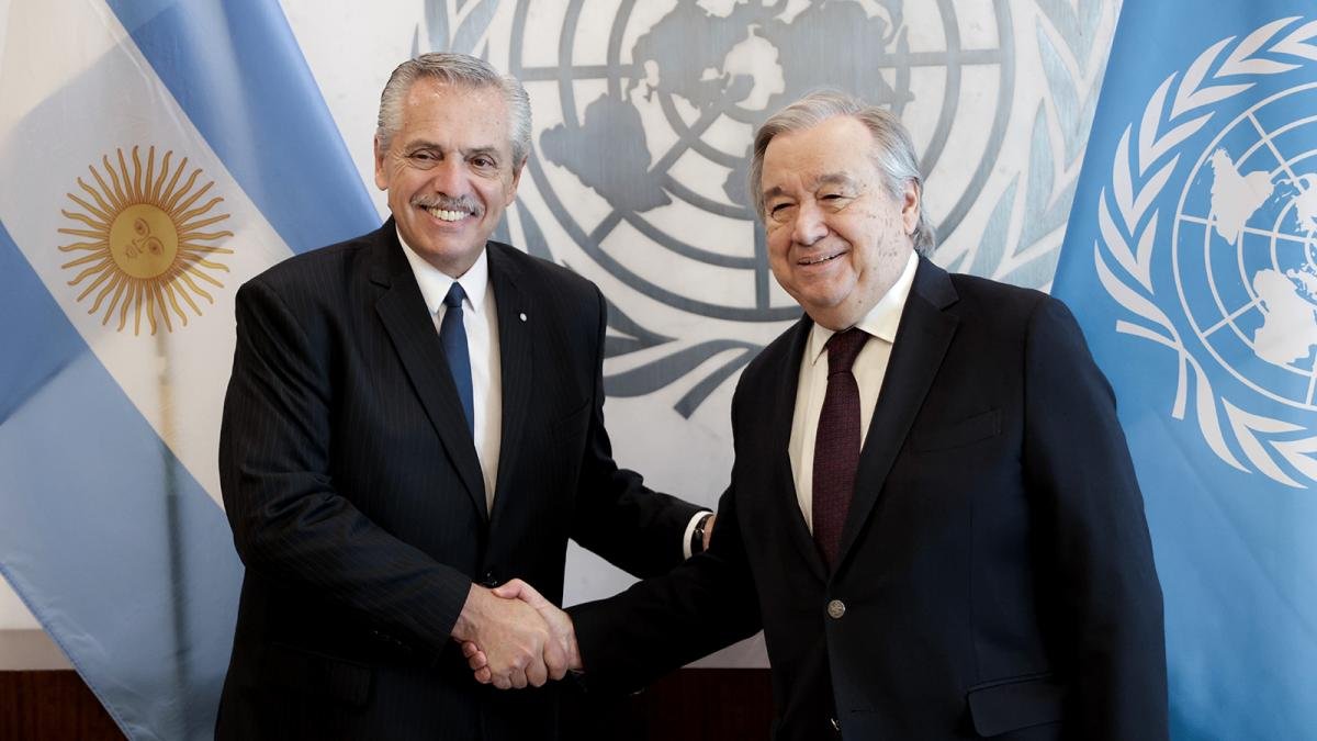 El presidente Alberto Fernndez y el secretario general de la ONU Antnio Guterres Foto Presidencia