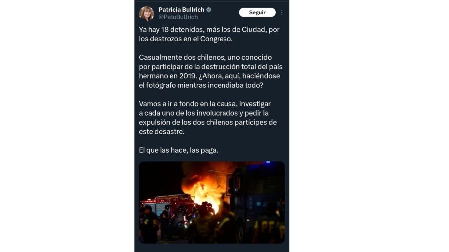 Tweet de Patricia Bullrich