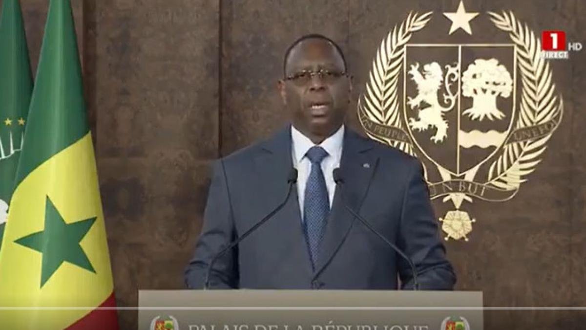Presidente de Senegal Macky Sall durante el anuncio Foto Captura TV