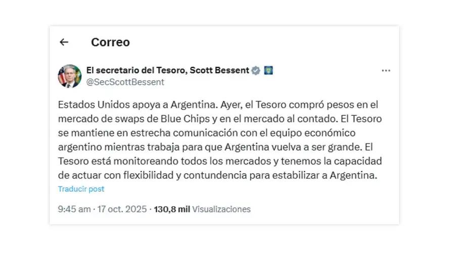Posteo Scott Bessent 17102025