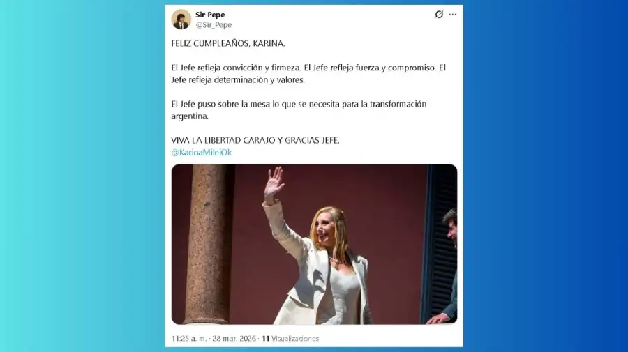 Saludo a Karina Milei por su cumpleaños número 53