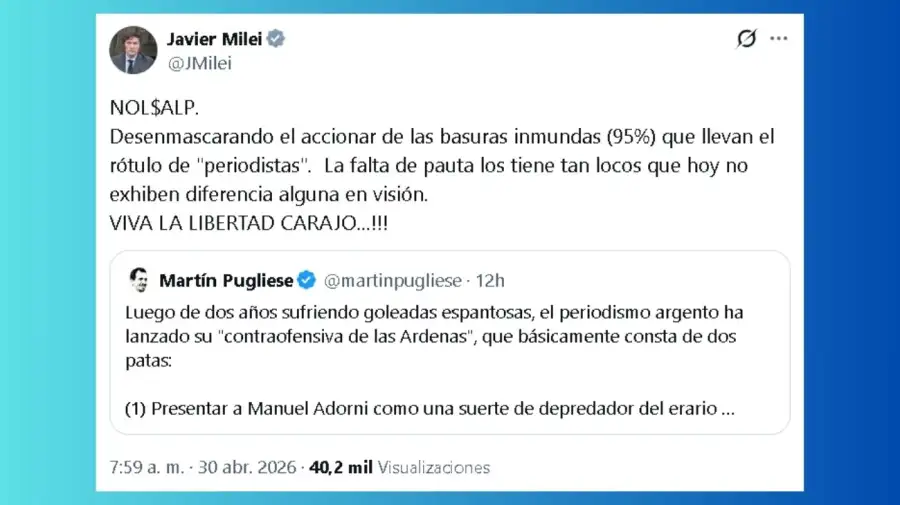 Javier Milei y su campaña 'No odiamos lo suficiente a los periodistas' - NOL$ALP