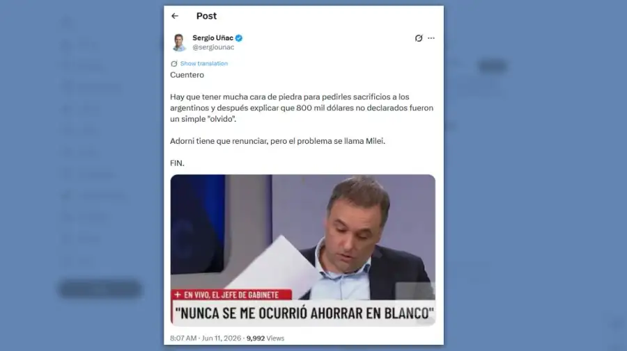 Posteo Sergio Uñac 12062026